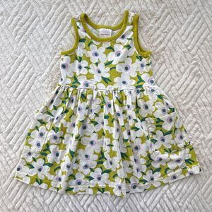 Hanna Andersson Girls Size 3T Green Floral Pocket Dress Cotton Spring Summer